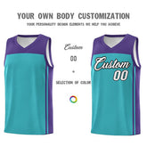 Custom Aqua Purple Classic Sets Sports Uniform Basketball Jersey